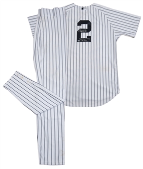 2014 Derek Jeter Game Used and Signed Uniform from the Game He Tied Honus Wagner on the All-Time Hit List (Steiner/MLB Auth.)